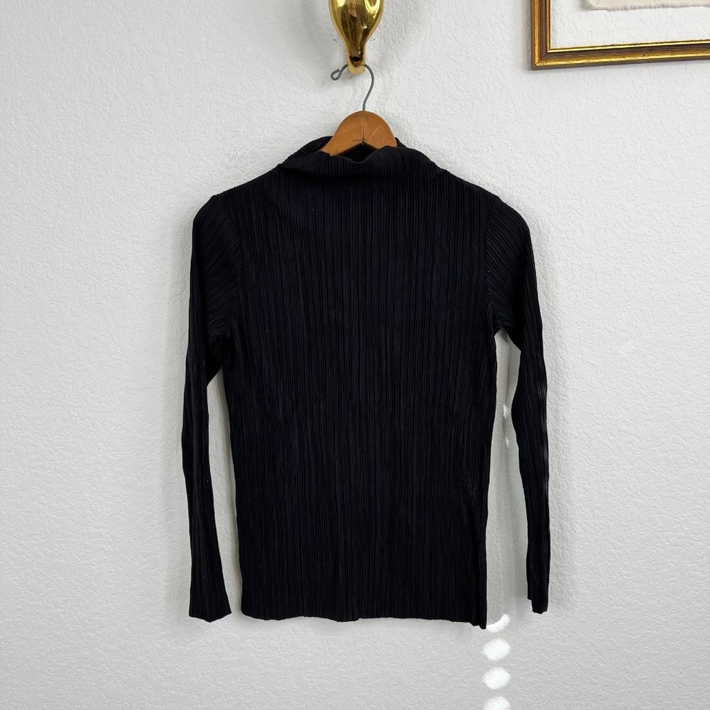 FCUK French Connection Crinkle Mock Neck Long Sleeve Blouse